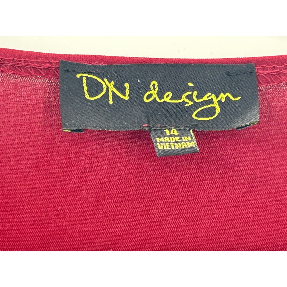 DN Design Red Ruffle Trim Cropped Open Front Cardigan Top Size L Romantic - Picture 5 of 9